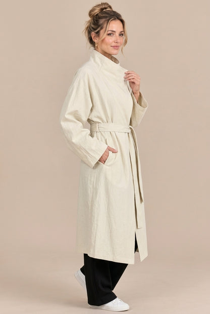 Clarisse | Trenchcoat mit langem Schnitt und hohem Kragen