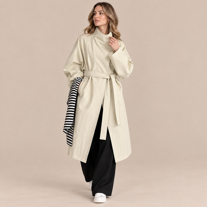 Clarisse | Trenchcoat mit langem Schnitt und hohem Kragen