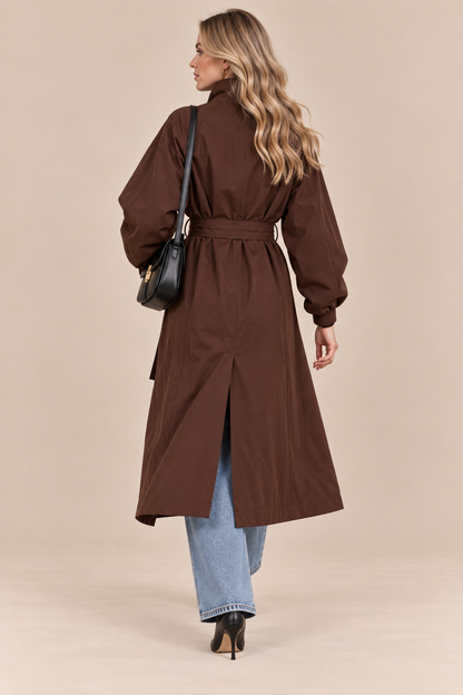 Clarisse | Trenchcoat mit langem Schnitt und hohem Kragen