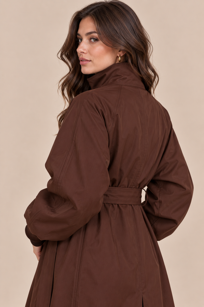 Clarisse | Trenchcoat mit langem Schnitt und hohem Kragen