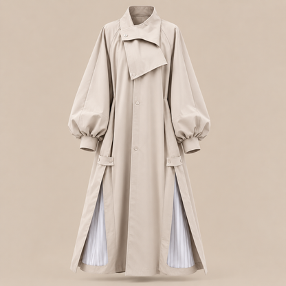 Cornessa | Trenchcoat Damen Lang mit weitem Schnitt