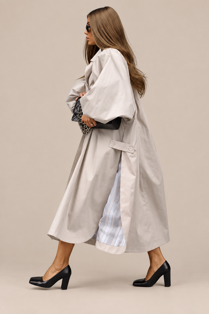 Cornessa | Trenchcoat Damen Lang mit weitem Schnitt