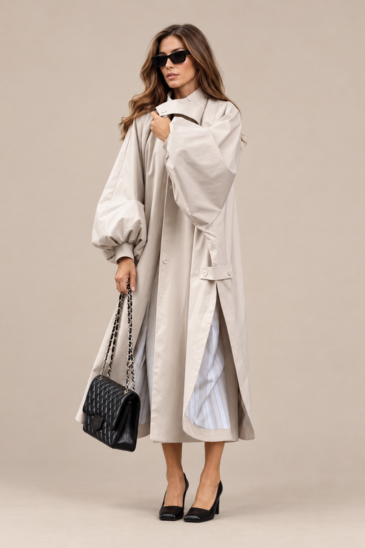 Cornessa | Trenchcoat Damen Lang mit weitem Schnitt