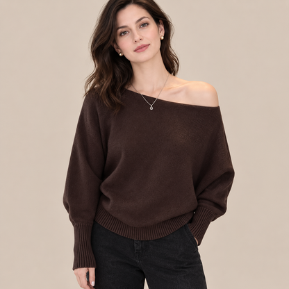 Cresilda | Strickpullover Damen mit asymmetrischem Ausschnitt