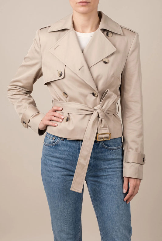 CropTrench | Kurzer Trenchcoat Mit Bindegürtel