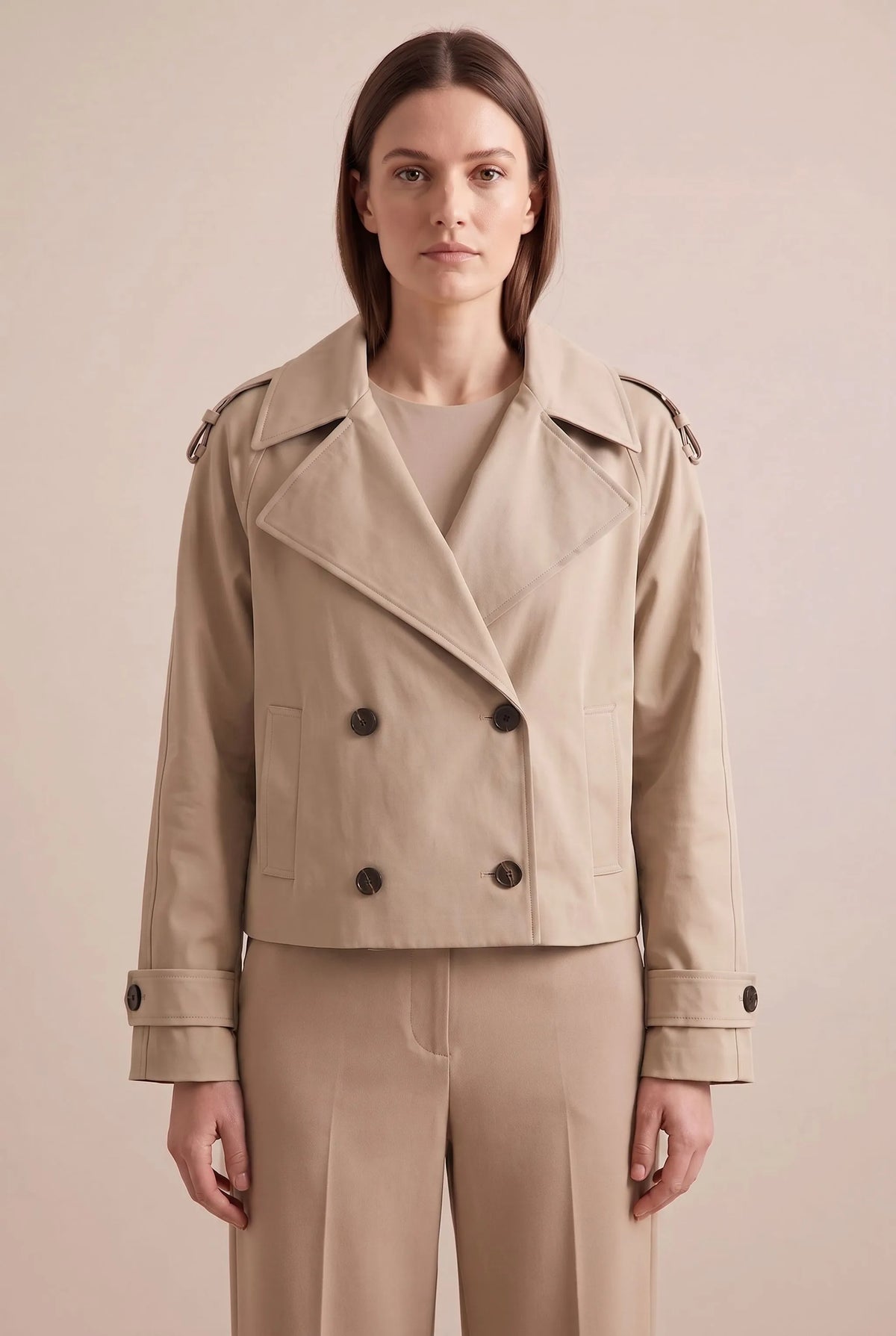 Croptique | Kurzer Trenchcoat Mit Bindegürtel