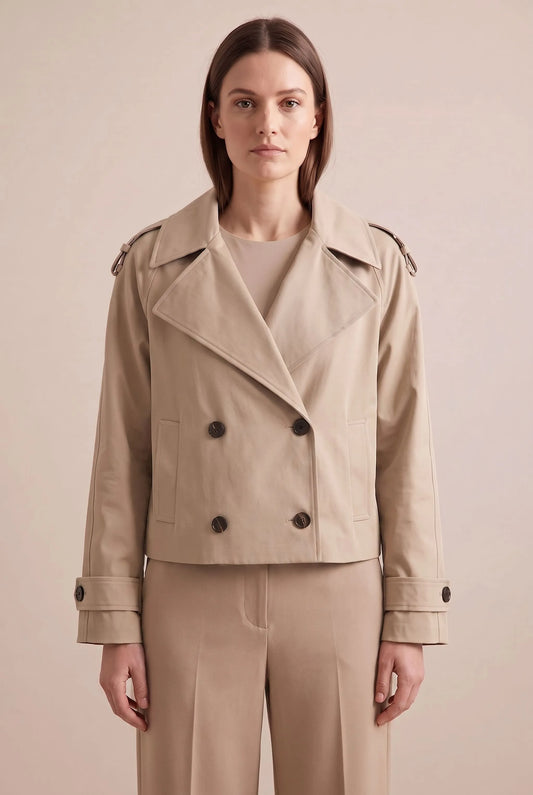 Croptique | Kurzer Trenchcoat Mit Bindegürtel