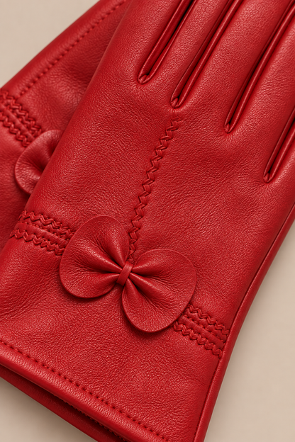 Dahlia | Lederhandschuhe Damen für Winter mit Schleifendetail