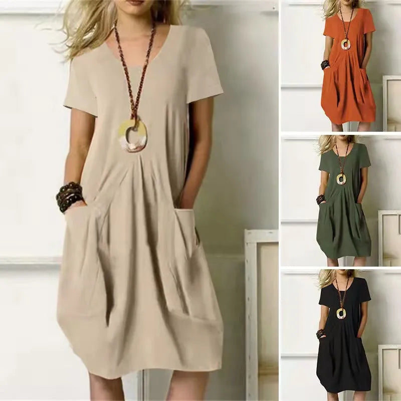 Damenkleid Tunika Damen | Taschenkomfort & Sofort Gepflegt