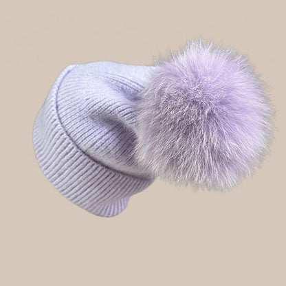 Darelle | Wintermütze mit Pompon und breitem Umschlag