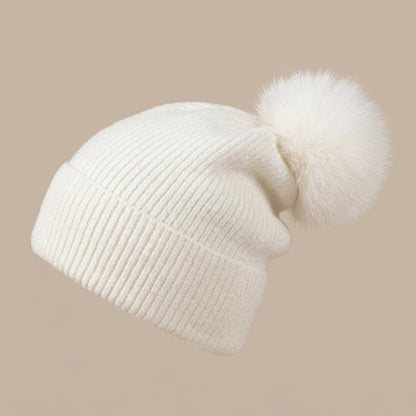 Darelle | Wintermütze mit Pompon und breitem Umschlag