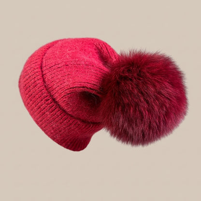 Darelle | Wintermütze mit Pompon und breitem Umschlag