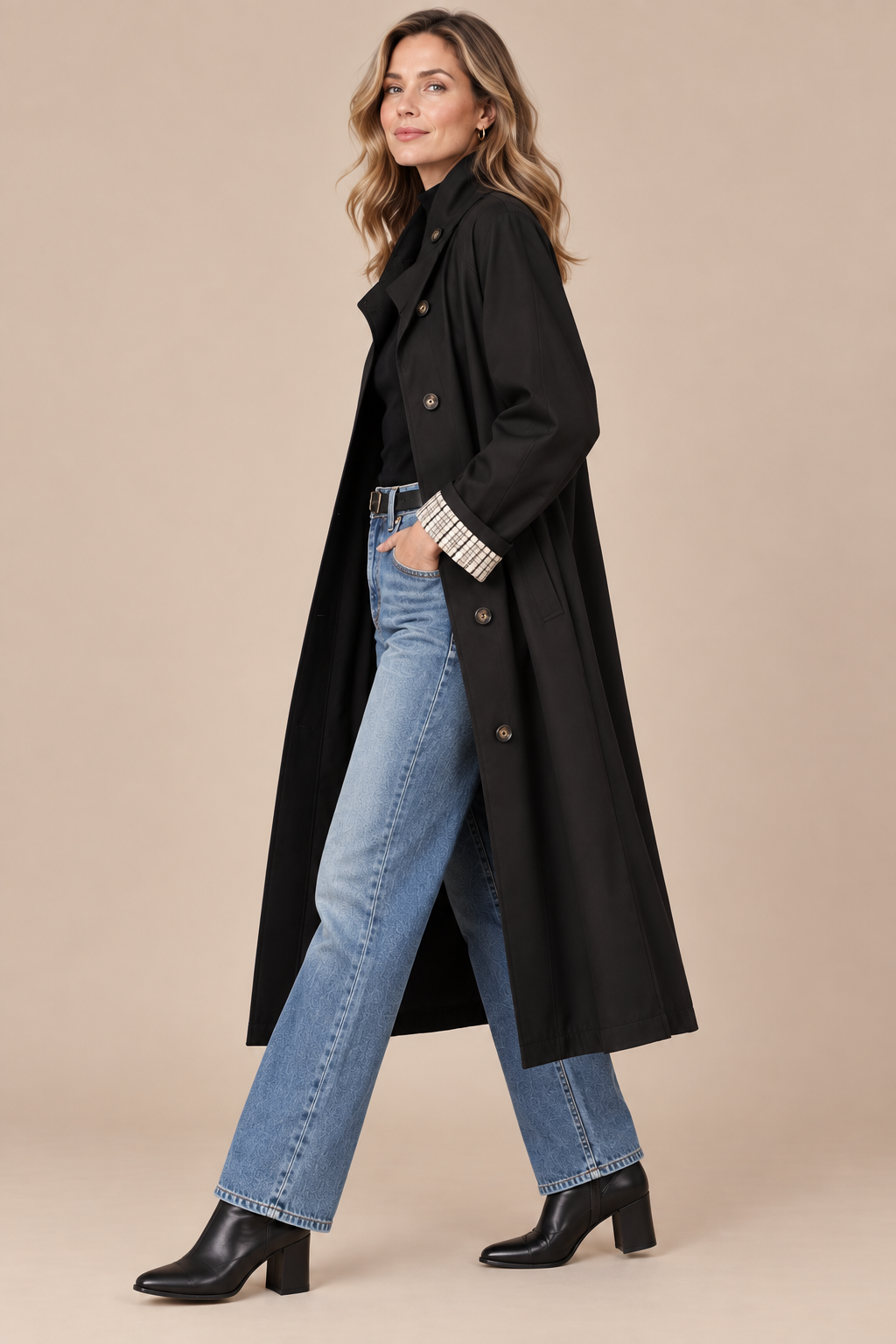 Dhalia | Trenchcoat Damen Lang mit Bindegürtel