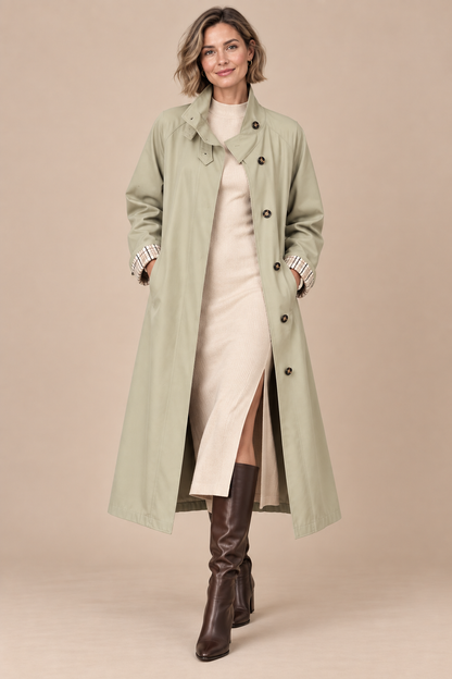 Dhalia | Trenchcoat Damen Lang mit Bindegürtel