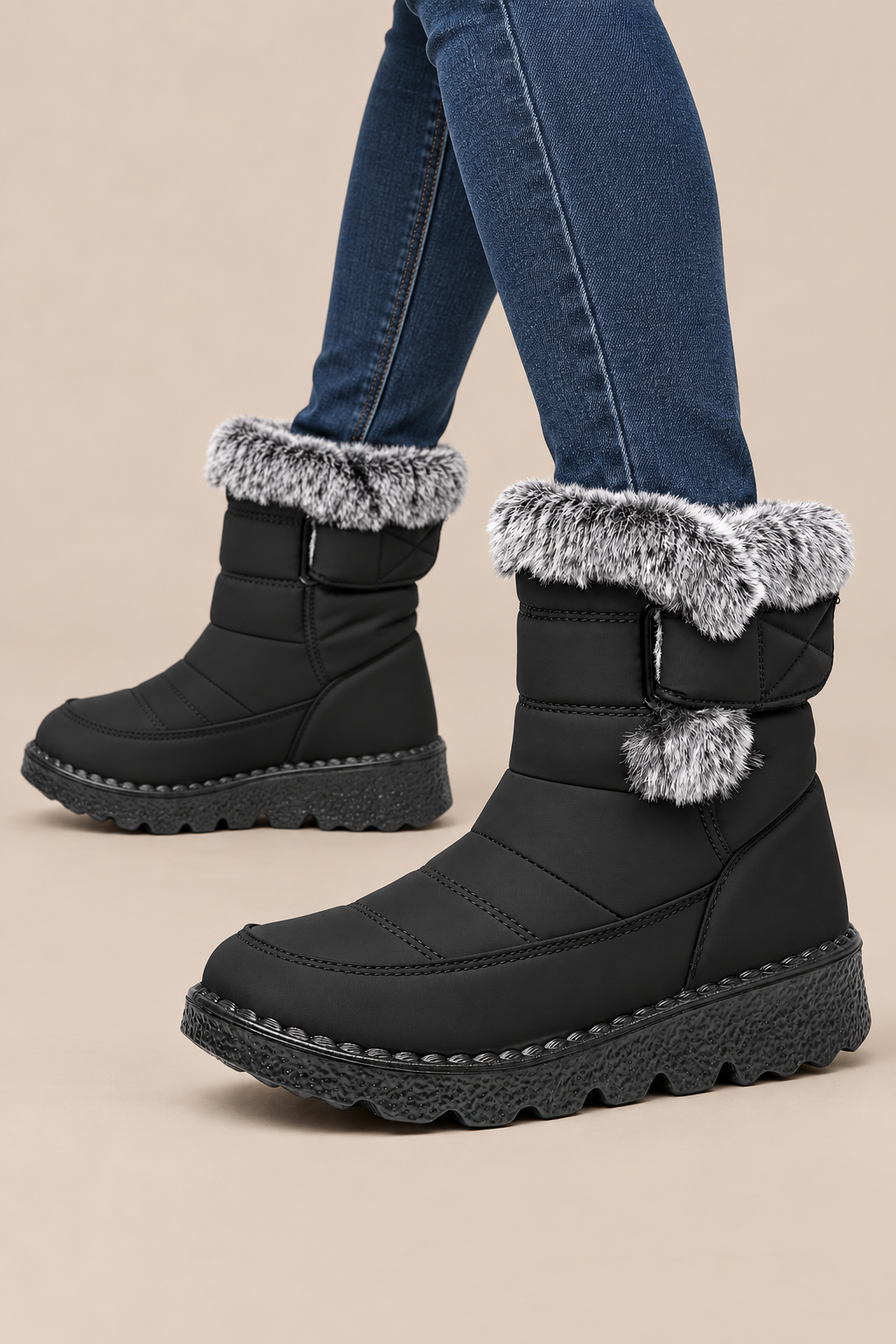 Dolores | Winterstiefel Damen mit Fellbesatz und Profilsohle