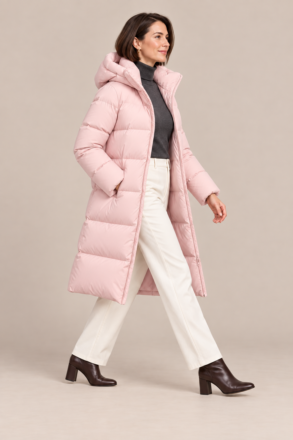 Donna | Steppjacke Damen mit langem Schnitt und hohem Kragen