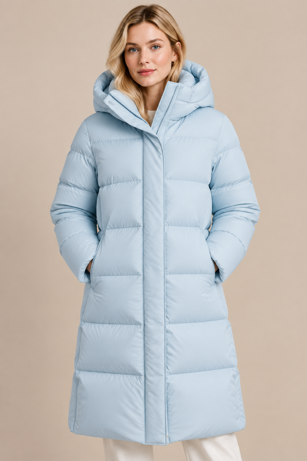 Donna | Steppjacke Damen mit langem Schnitt und hohem Kragen
