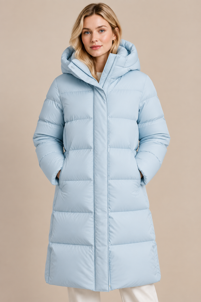 Donna | Steppjacke Damen mit langem Schnitt und hohem Kragen