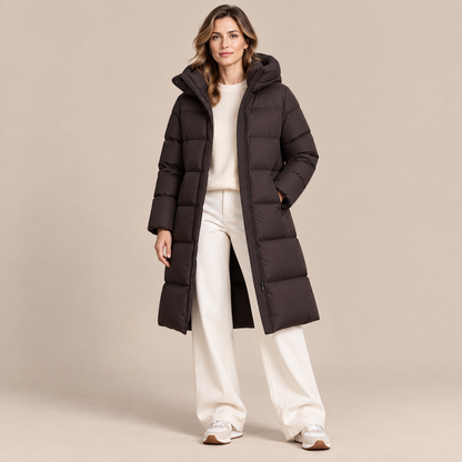 Donna | Steppjacke Damen mit langem Schnitt und hohem Kragen