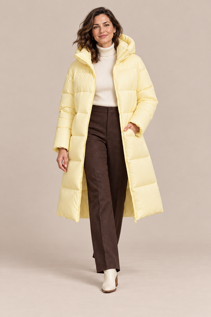 Donna | Steppjacke Damen mit langem Schnitt und hohem Kragen