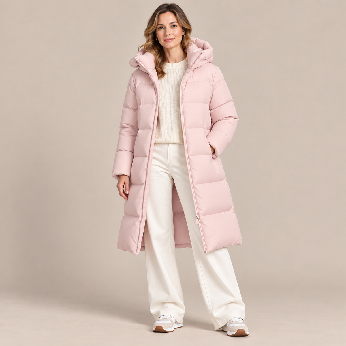 Donna | Steppjacke Damen mit langem Schnitt und hohem Kragen