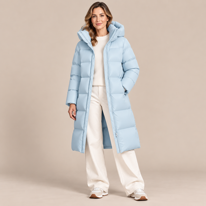 Donna | Steppjacke Damen mit langem Schnitt und hohem Kragen