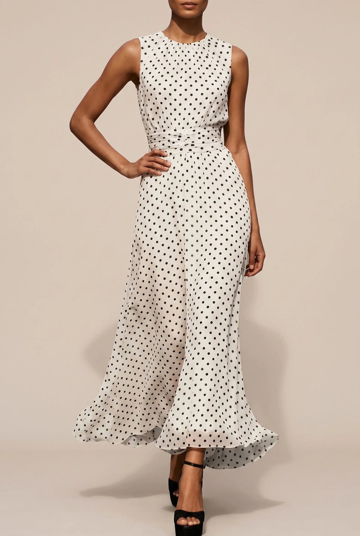 Dotify | Ärmelloses Polka-Dot Maxikleid