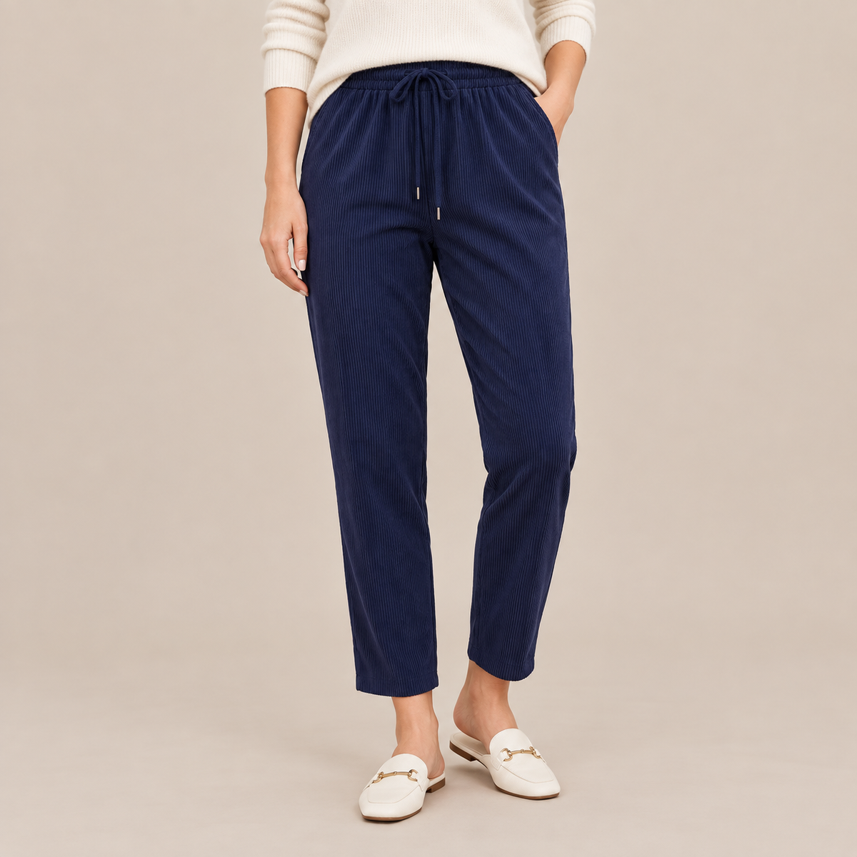 Edelyn | Cordhose Damen mit geradem Bein und Kordelzug