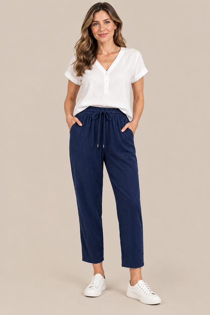 Edelyn | Cordhose Damen mit geradem Bein und Kordelzug