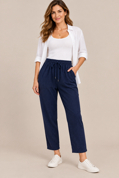 Edelyn | Cordhose Damen mit geradem Bein und Kordelzug