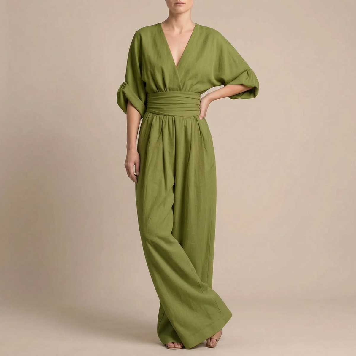 Elevata | Eleganter Fließender V-Ausschnitt Jumpsuit