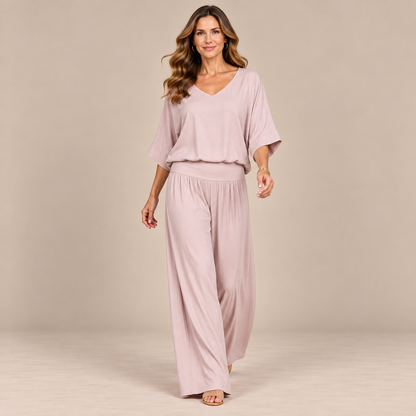 Elevee | Zweiteiliger Asymmetrischer Fliessender Festlicher Damen Hosenanzug