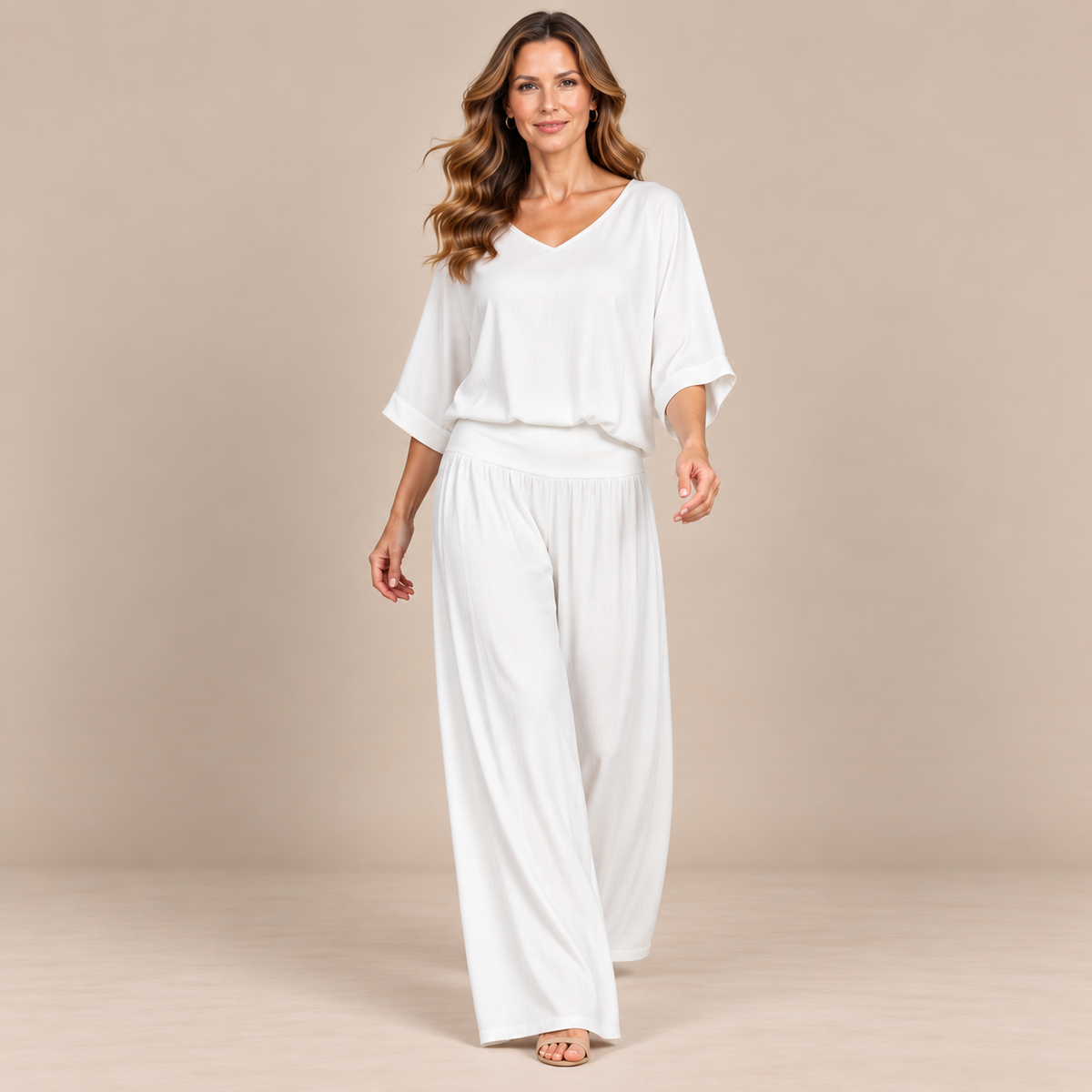 Elevee | Zweiteiliger Asymmetrischer Fliessender Festlicher Damen Hosenanzug