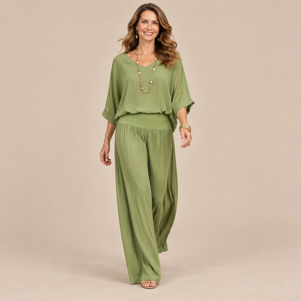 Elevee | Zweiteiliger Asymmetrischer Fliessender Festlicher Damen Hosenanzug