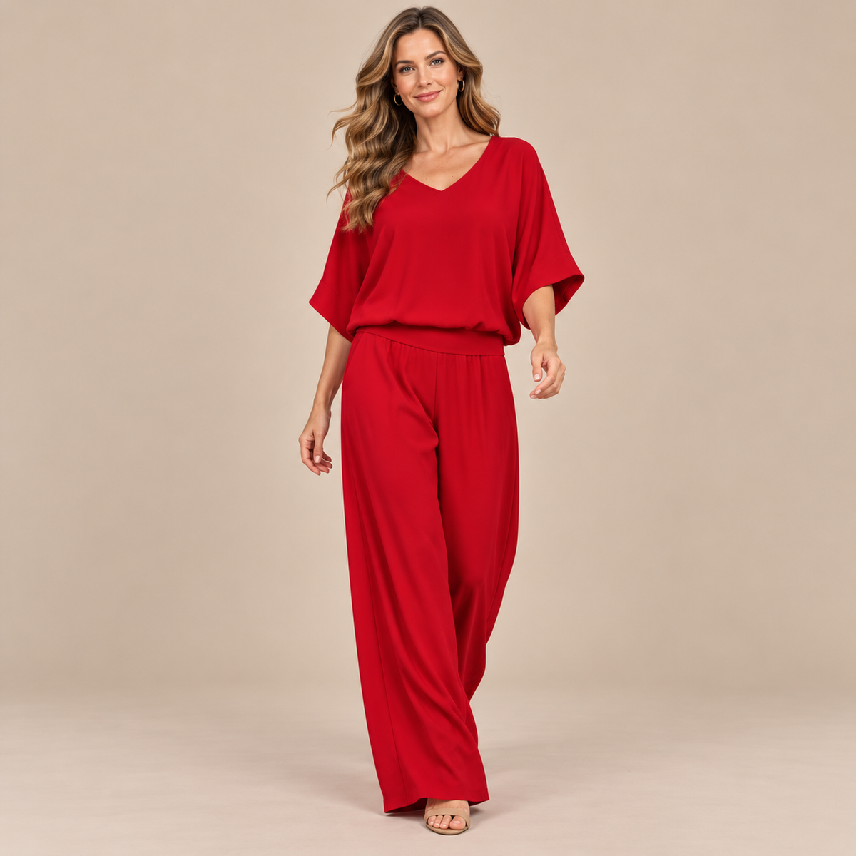 Elevee | Zweiteiliger Asymmetrischer Fliessender Festlicher Damen Hosenanzug