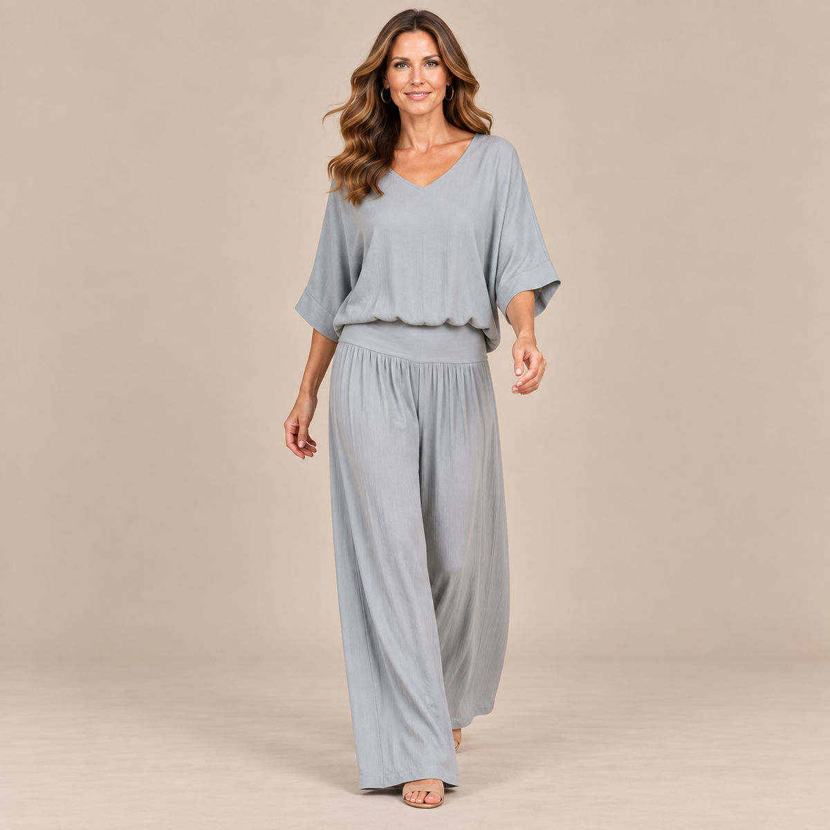 Elevee | Zweiteiliger Asymmetrischer Fliessender Festlicher Damen Hosenanzug