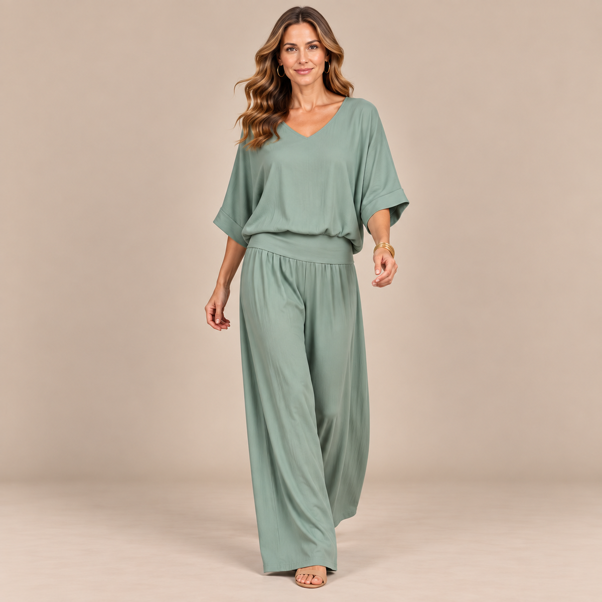 Elevee | Zweiteiliger Asymmetrischer Fliessender Festlicher Damen Hosenanzug