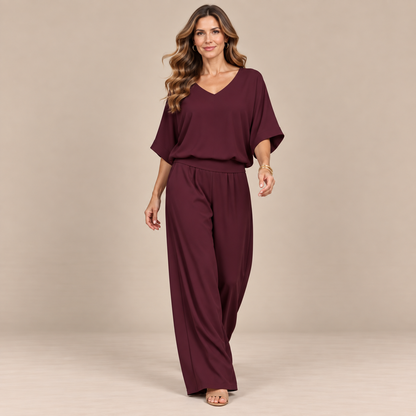 Elevee | Zweiteiliger Asymmetrischer Fliessender Festlicher Damen Hosenanzug