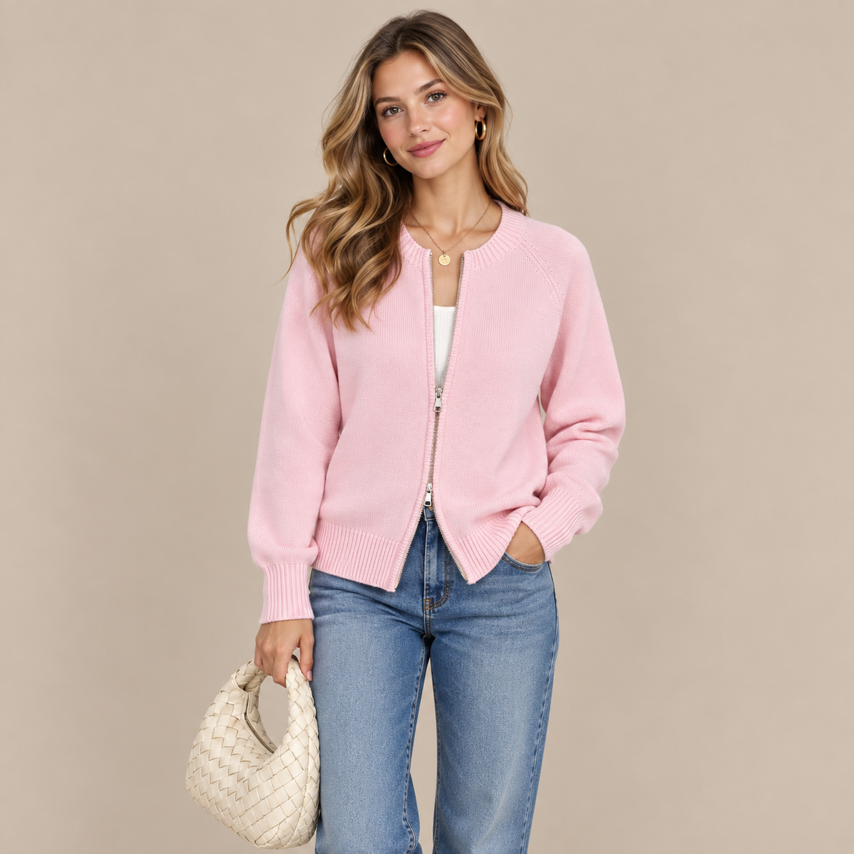 Elina | Cardigan Damen mit Reissverschluss