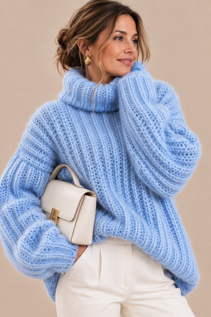 Elisha | Rollkragenpullover mit grober Rippstrickstruktur