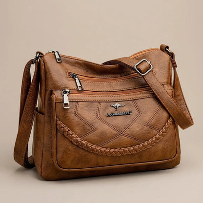 Eliza | Schultertasche Damen mit mehreren Reissverschlussfächern