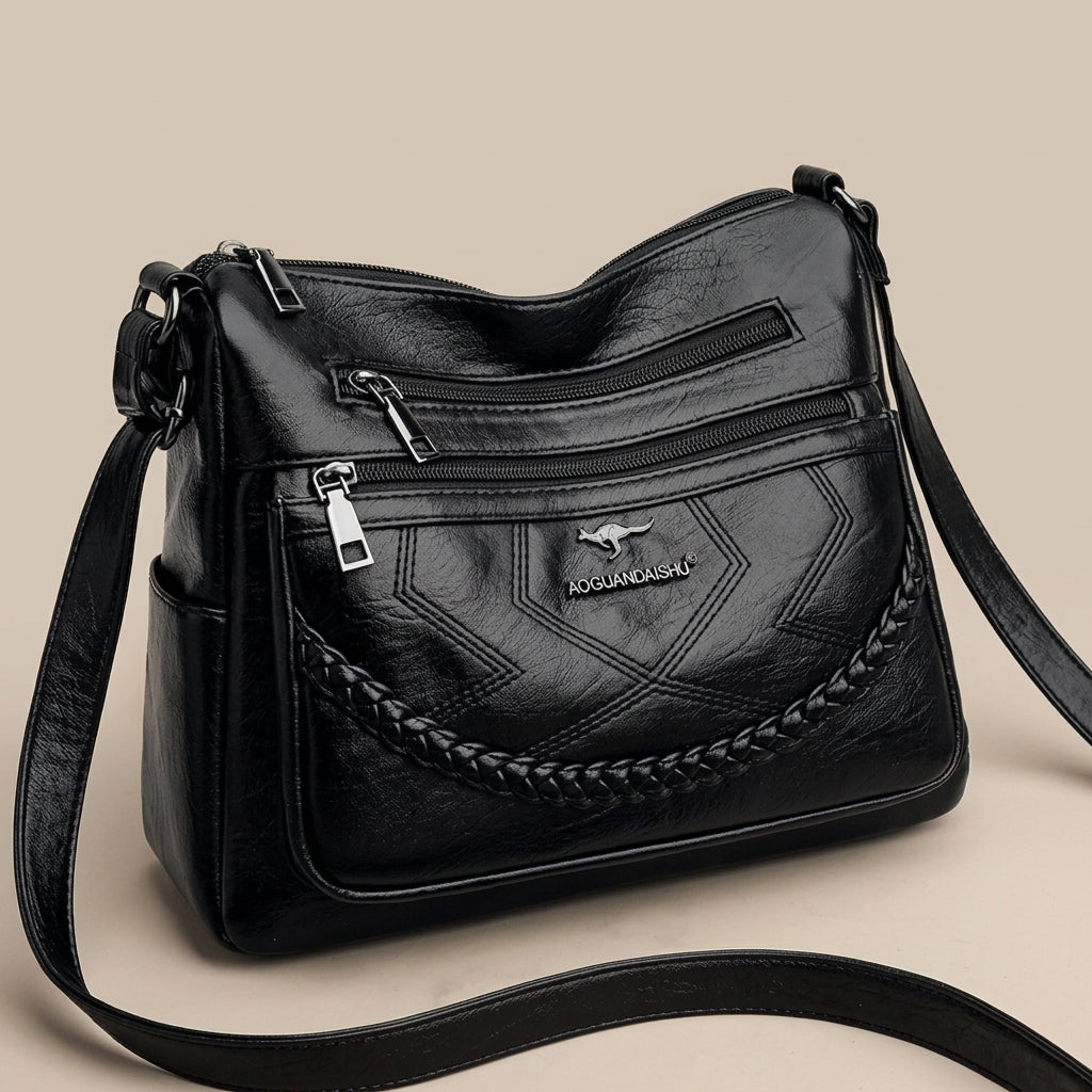 Eliza | Schultertasche Damen mit mehreren Reissverschlussfächern