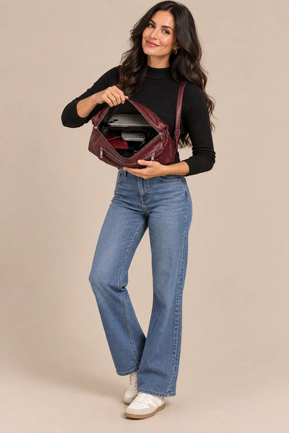 Eliza | Schultertasche Damen mit mehreren Reissverschlussfächern