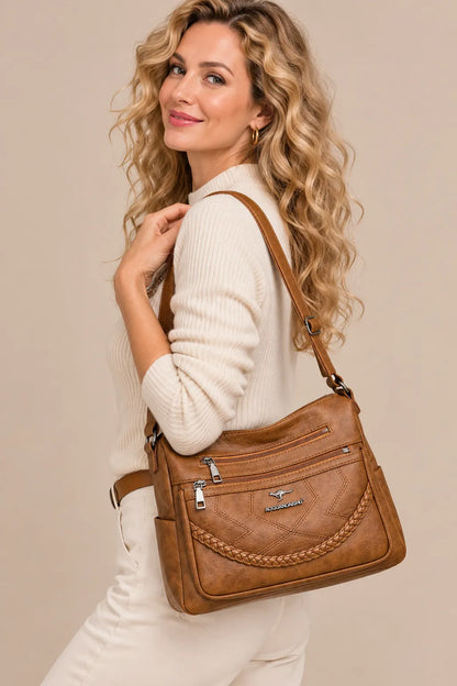 Eliza | Schultertasche Damen mit mehreren Reissverschlussfächern