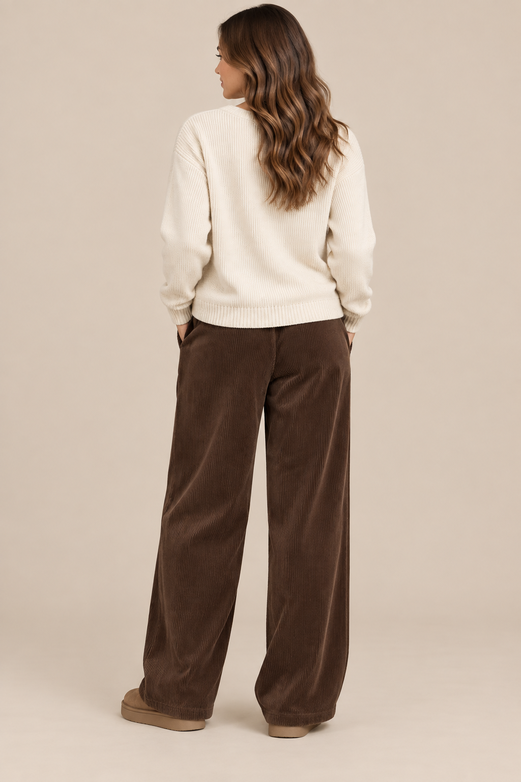 Eljean | Cordhose Damen mit warmem Futter und weitem Bein