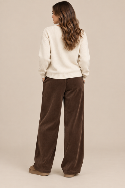 Eljean | Cordhose Damen mit warmem Futter und weitem Bein