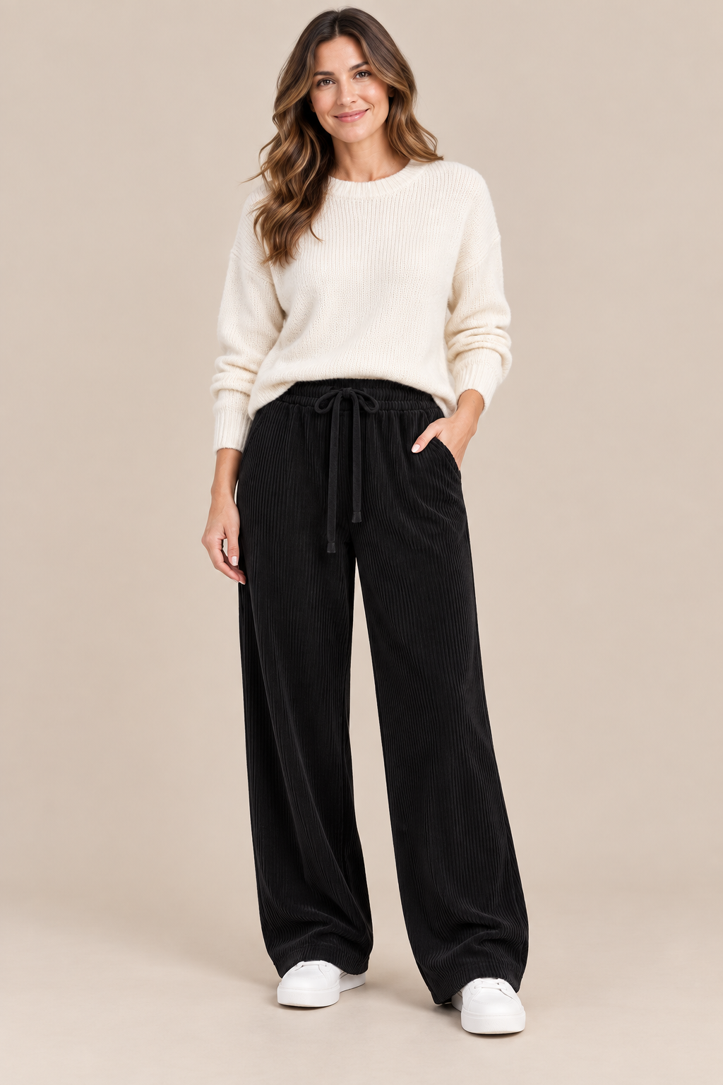 Eljean | Cordhose Damen mit warmem Futter und weitem Bein