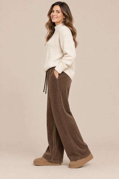 Eljean | Cordhose Damen mit warmem Futter und weitem Bein