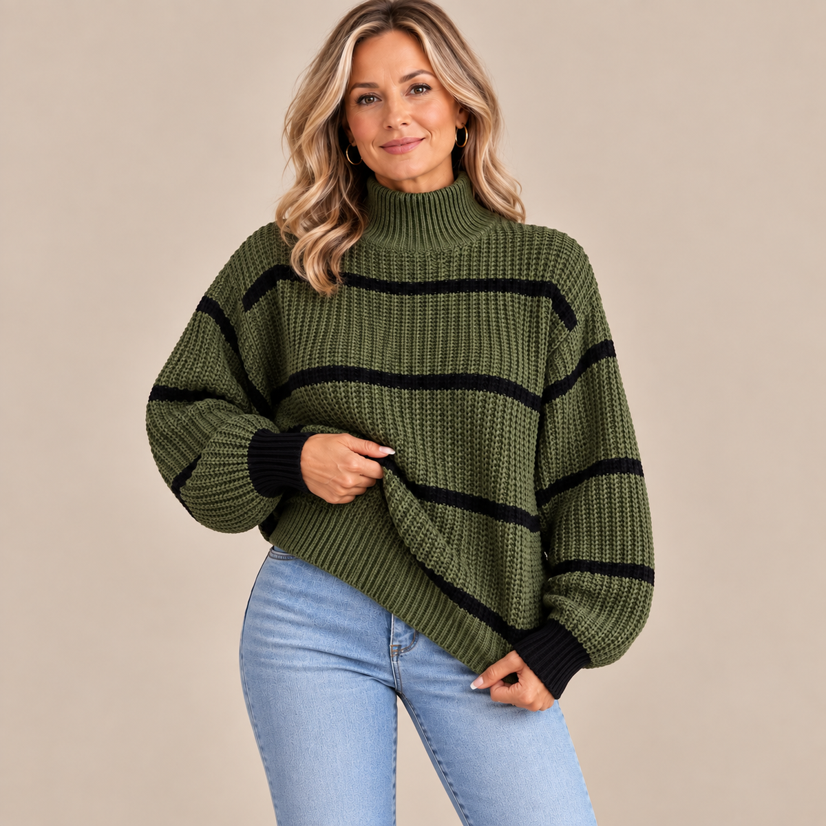 Elma | Rollkragenpullover mit Streifenmuster