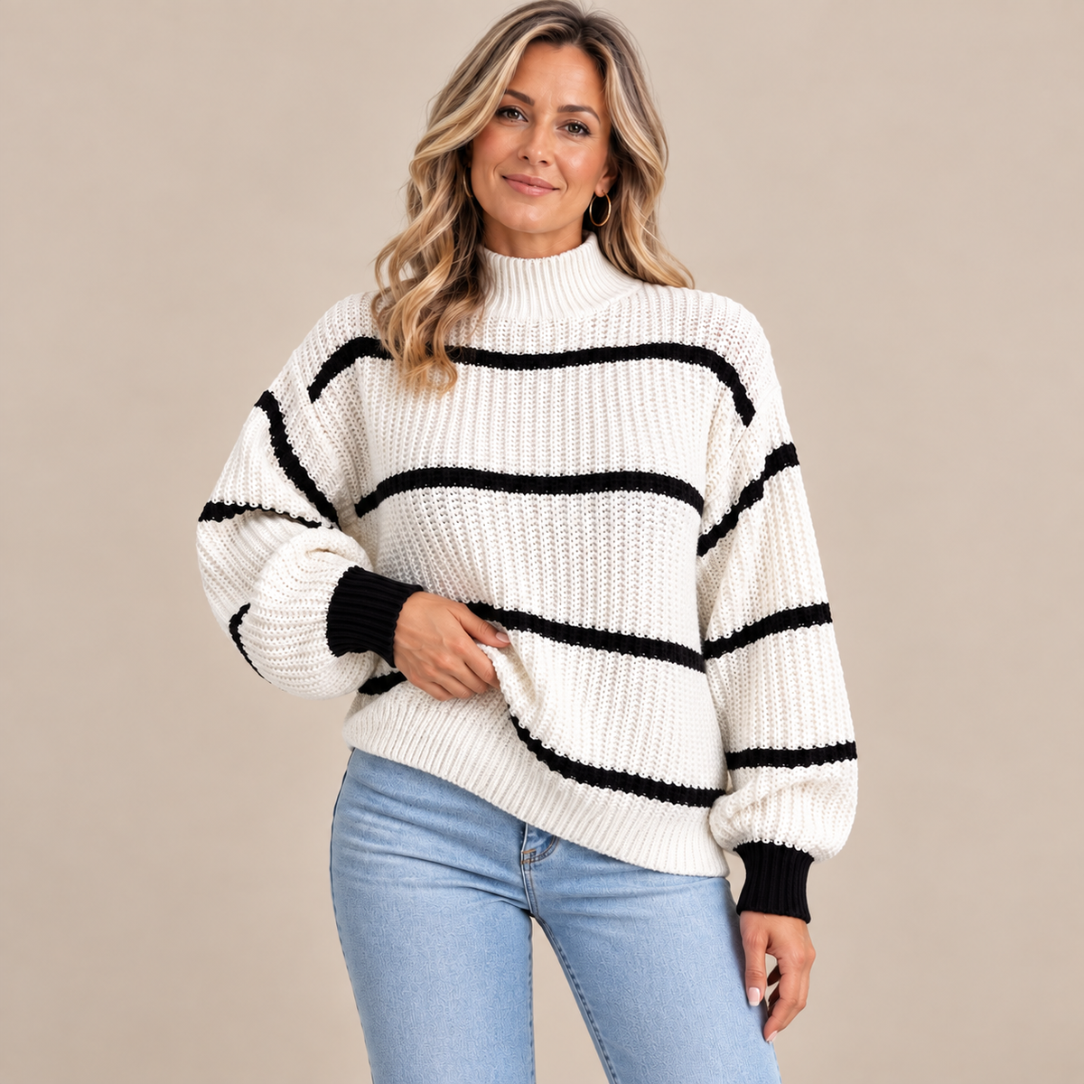 Elma | Rollkragenpullover mit Streifenmuster